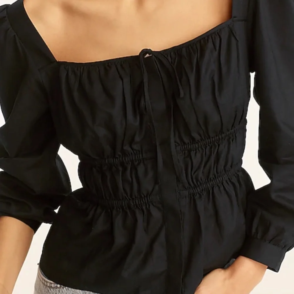 NWT‎ J. Crew Women's Cinched-Waist Top in Herringbone Cotton